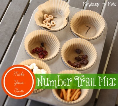 math activities for kids, math snack trail mix numbers