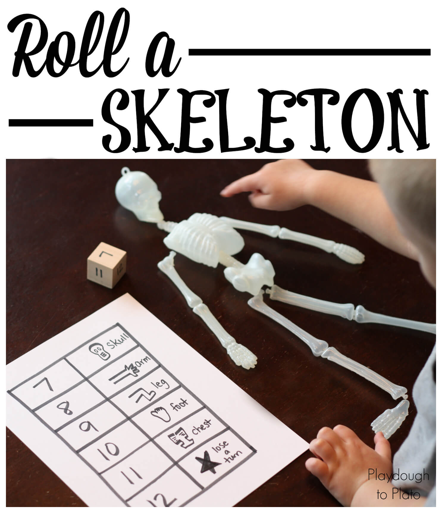 Halloween Game: Roll a Skeleton - Playdough To Plato
