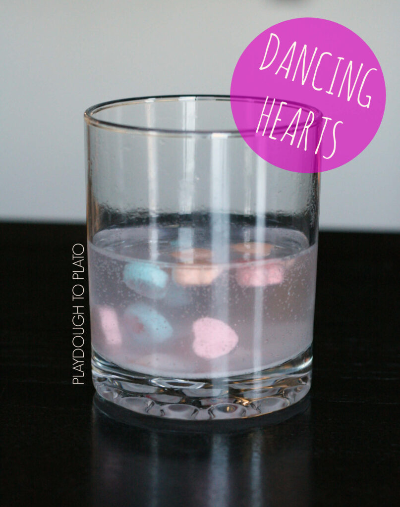 Simple and fun science experiment for kids. Make dancing conversation hearts!