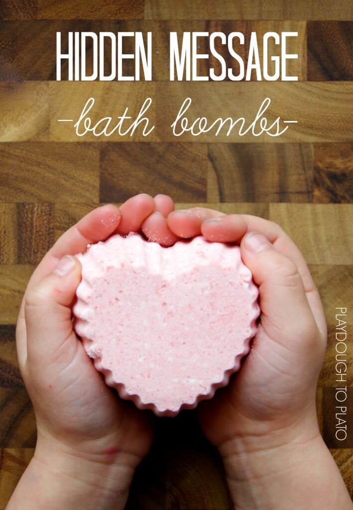 Gorgeous hidden message bath bombs. What a fun kid-made valentine!!