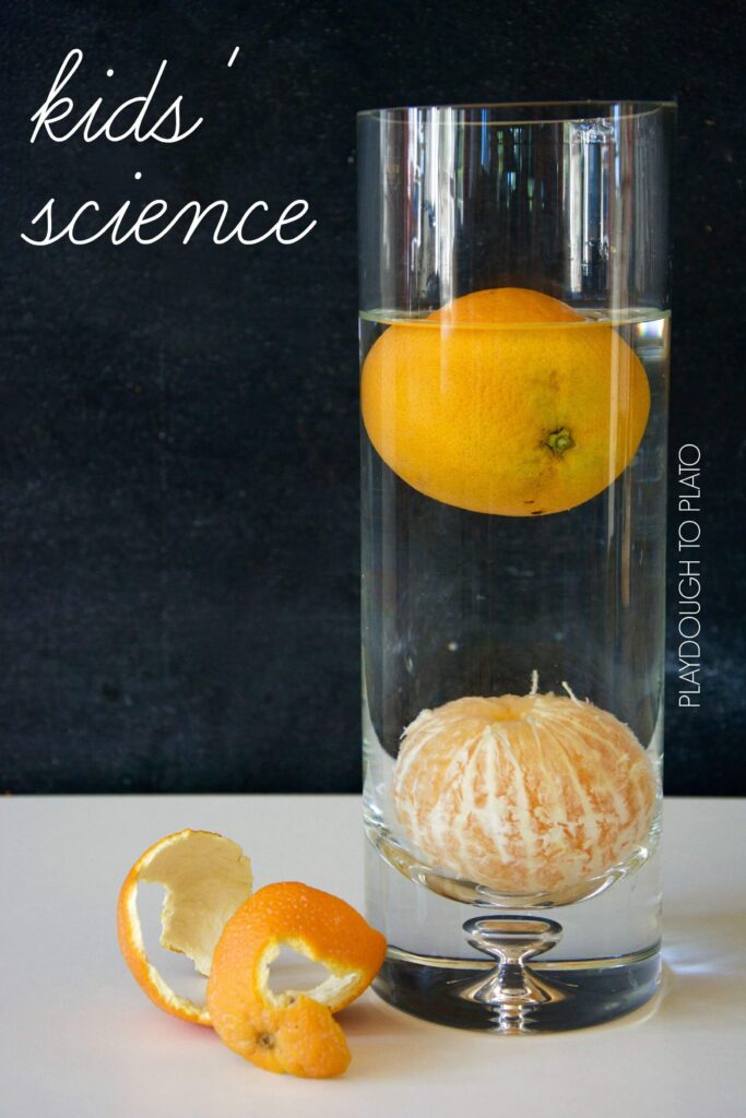 la actividad de la ciencia rápida y fácil los niños.  Hacer un disipador de naranja y flotar!