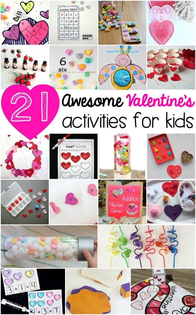 21 Awesome Valentine's Activities for Kids! Math games, ABC activities, sensory bottles... so many fun ideas in one spot!
