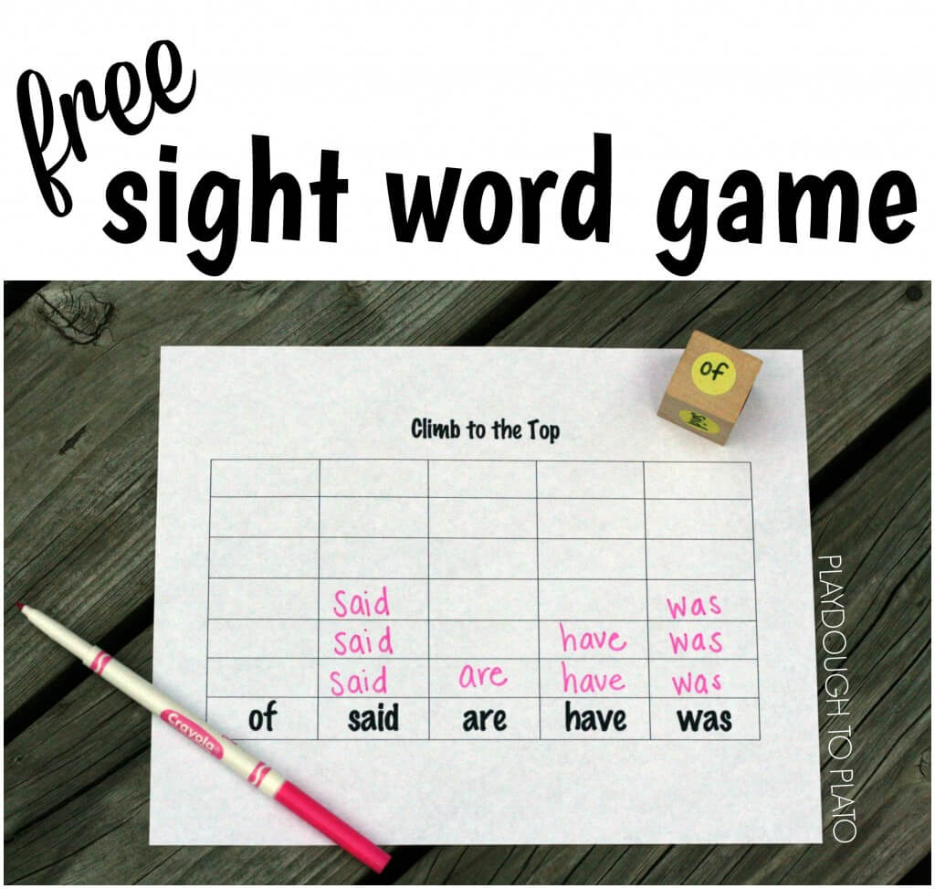 Free sight word game for kids