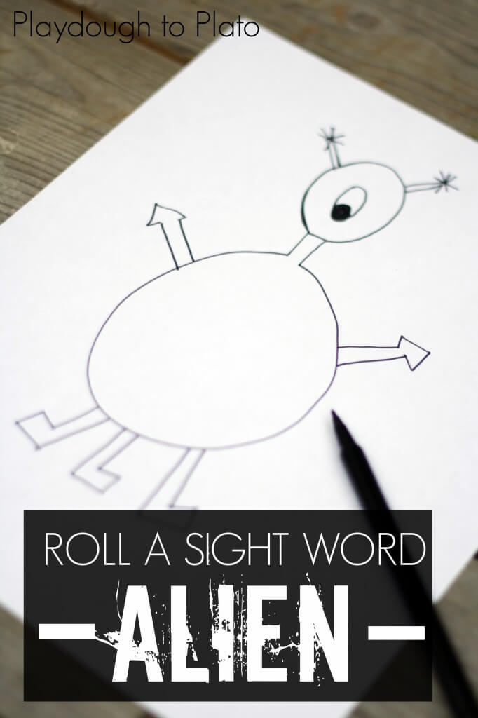 Roll a Sight Word Alien. Such a clever sight word game for kids!! {Playdough to Plato}