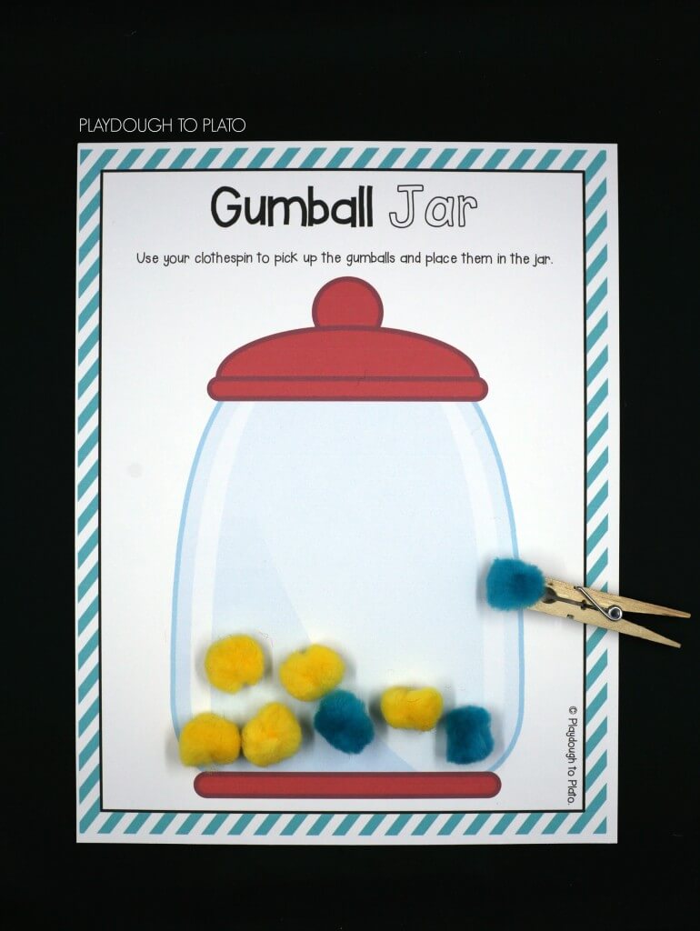 Place the gumballs in the jar!