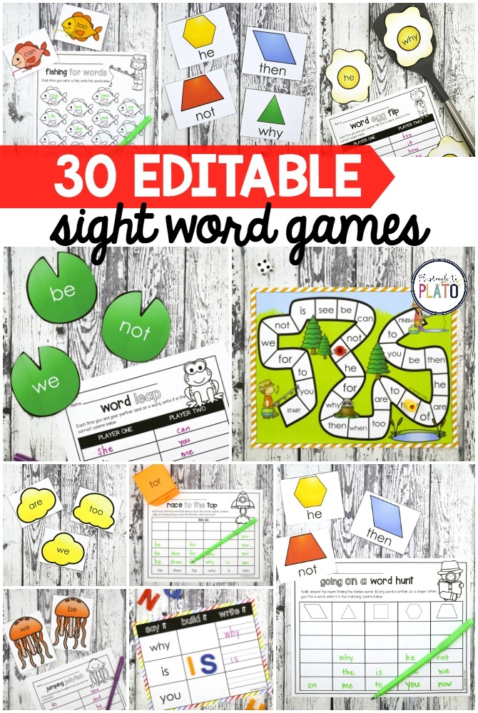 32 EDITABLE Sight Word Games Playdough To Plato