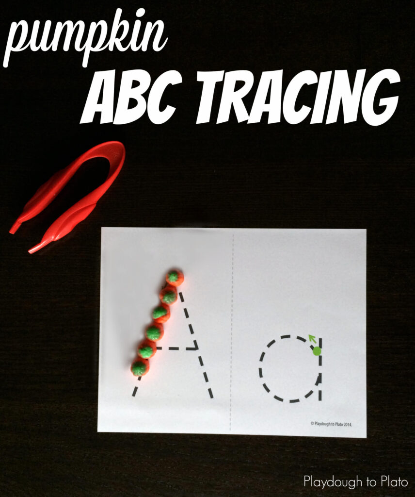 Pumpkin Letter Tracing. Super fun ABC game and fine motor activity for kids.