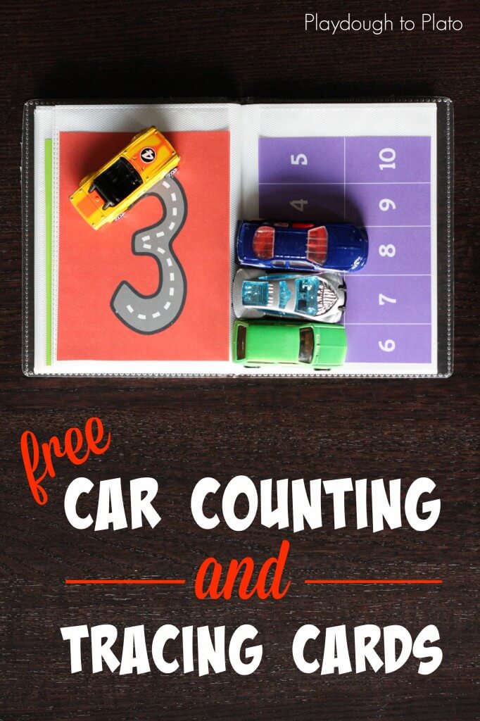 FREE Car counting and tracing cards. Such an awesome way to teach kids about numbers!!