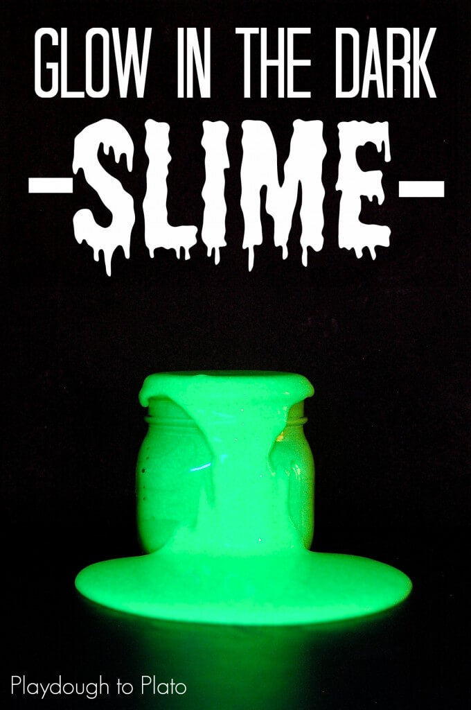 Super awesome glow in the dark slime. {Playdough to Plato}
