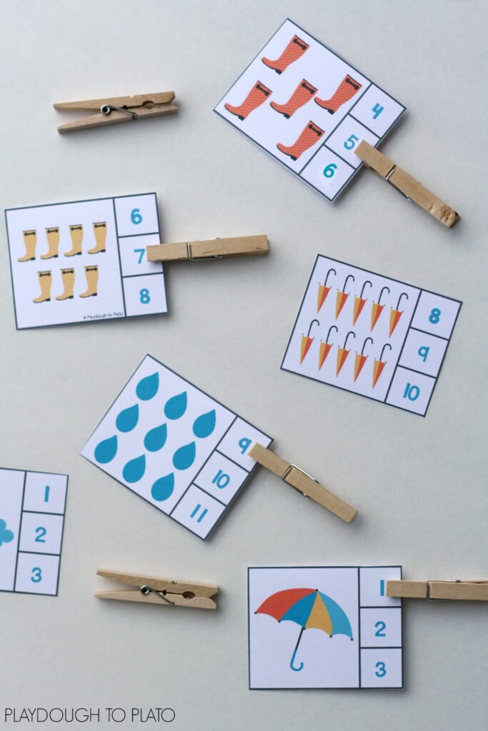 Rainy day number clip cards. Fun for a weather or spring unit!