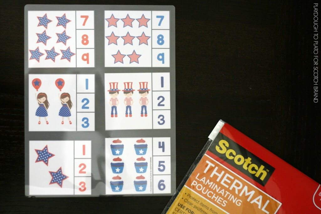 Laminate the free 4th of July printables