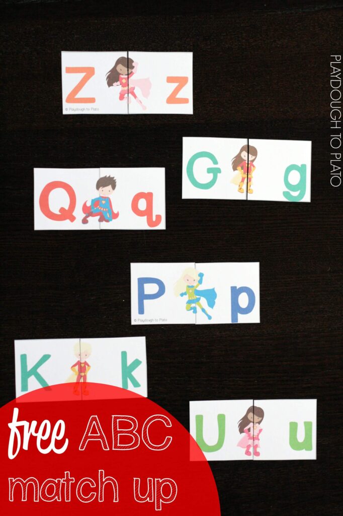 Awesome ABC game for kids! Superhero upper and lowercase match up.