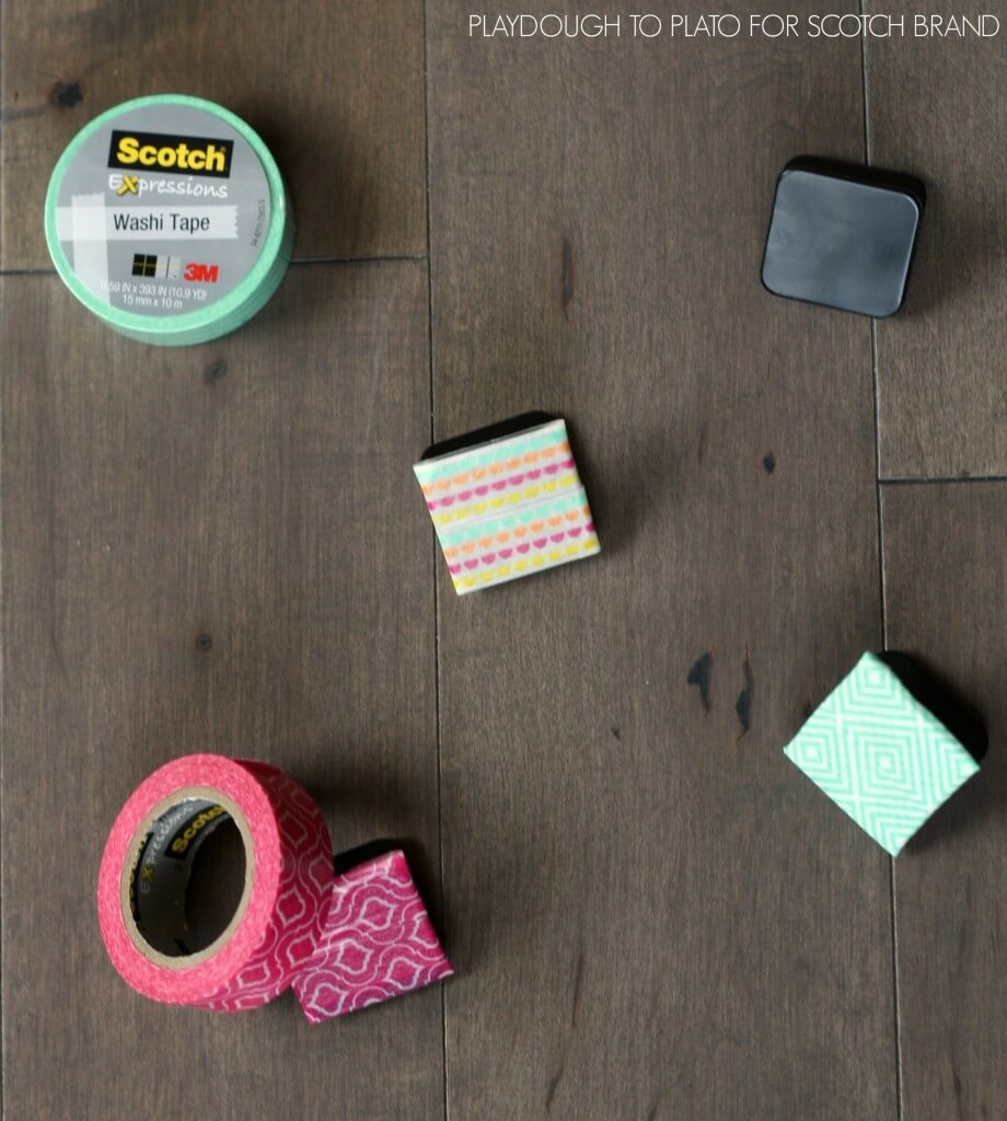 Super cute magnets covered with Scotch Expressions Tape