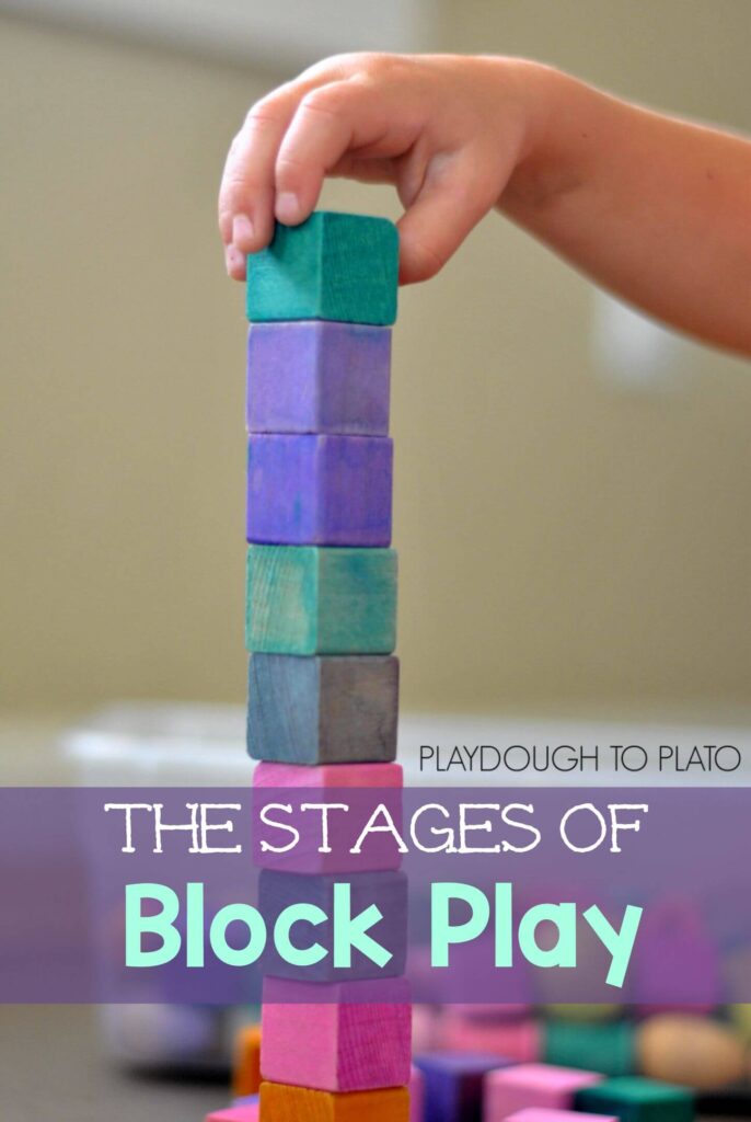 the stages of block play and why it is important for fine motor development - Playdough to Plato