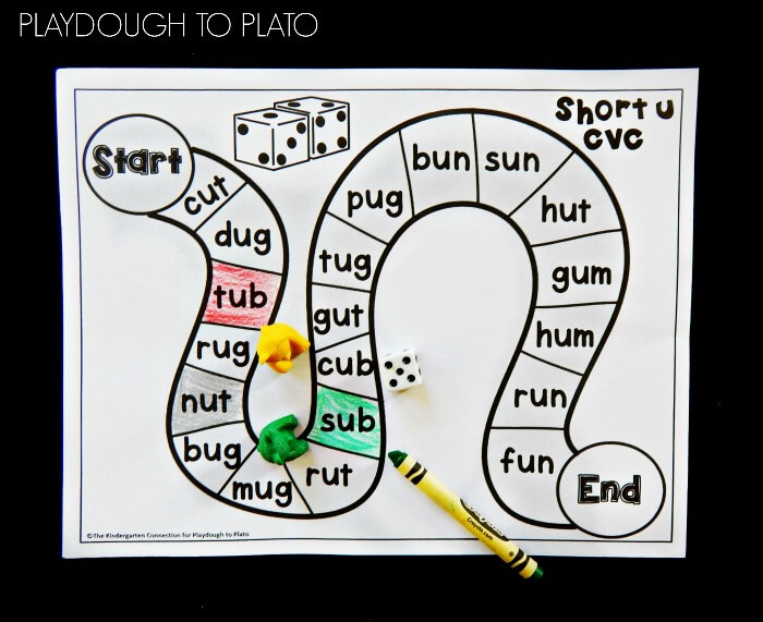 Free CVC Word Board Games Playdough To Plato