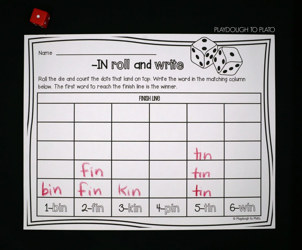 Roll and Write Word Families!