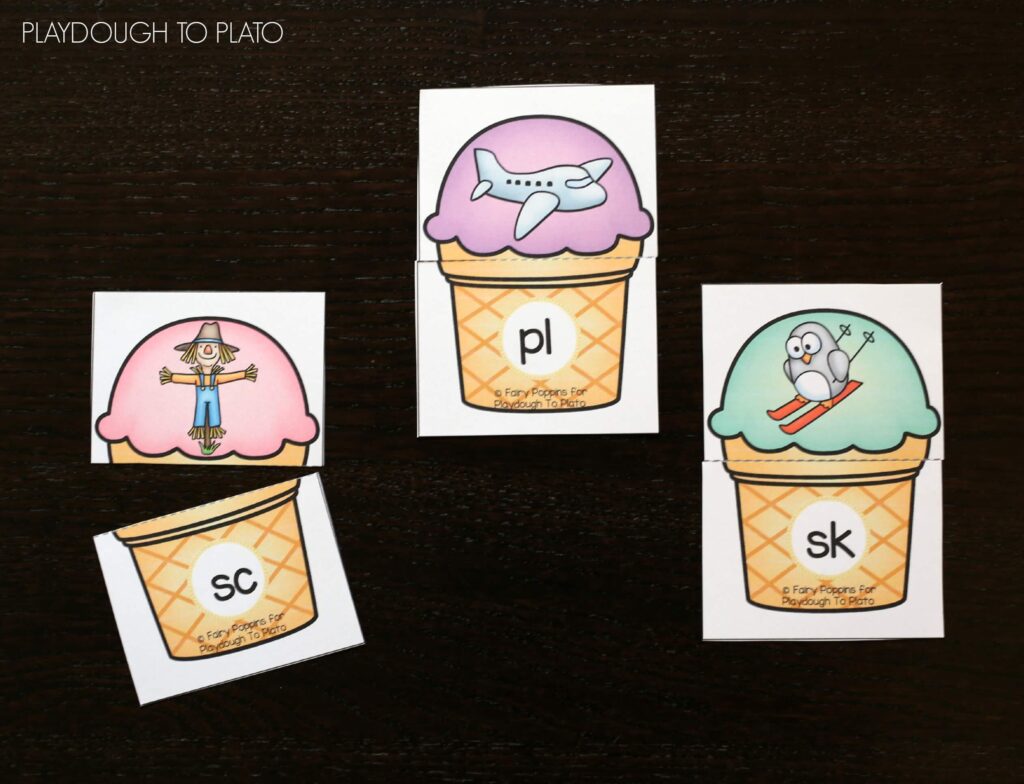 FREE Ice Cream Blends Puzzles. Such a fun blends activity for kids!