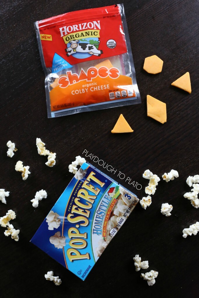 Healthy kids' snack Shapes cheese and Pop-Secret popcorn!