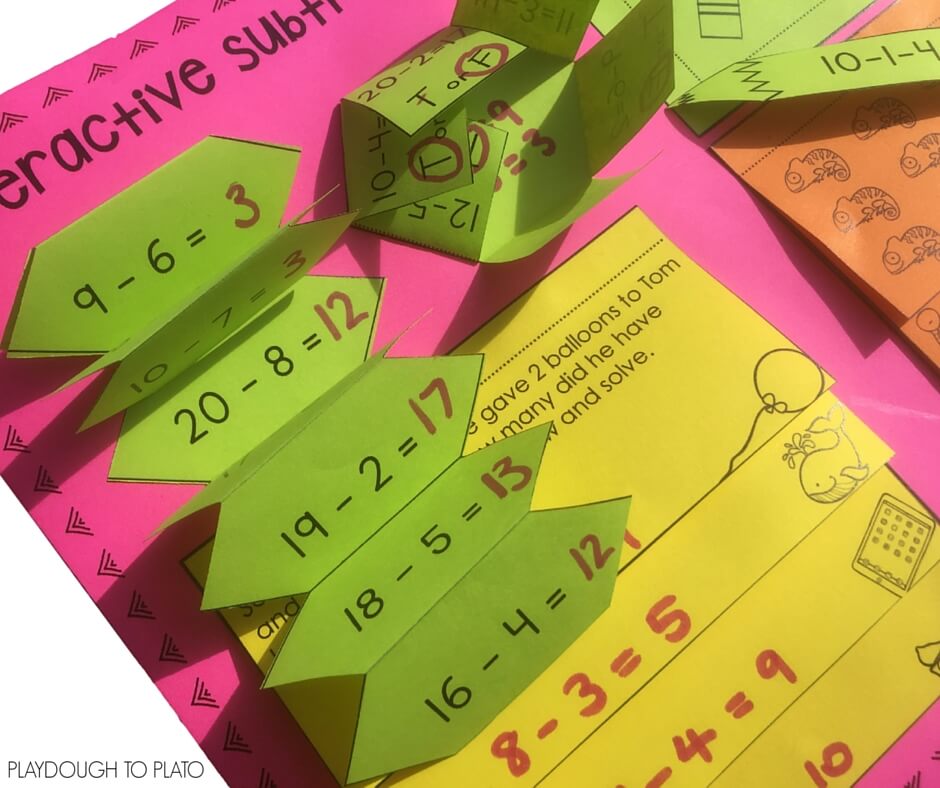 Download this free interactive notebook activity for subtraction within 20.