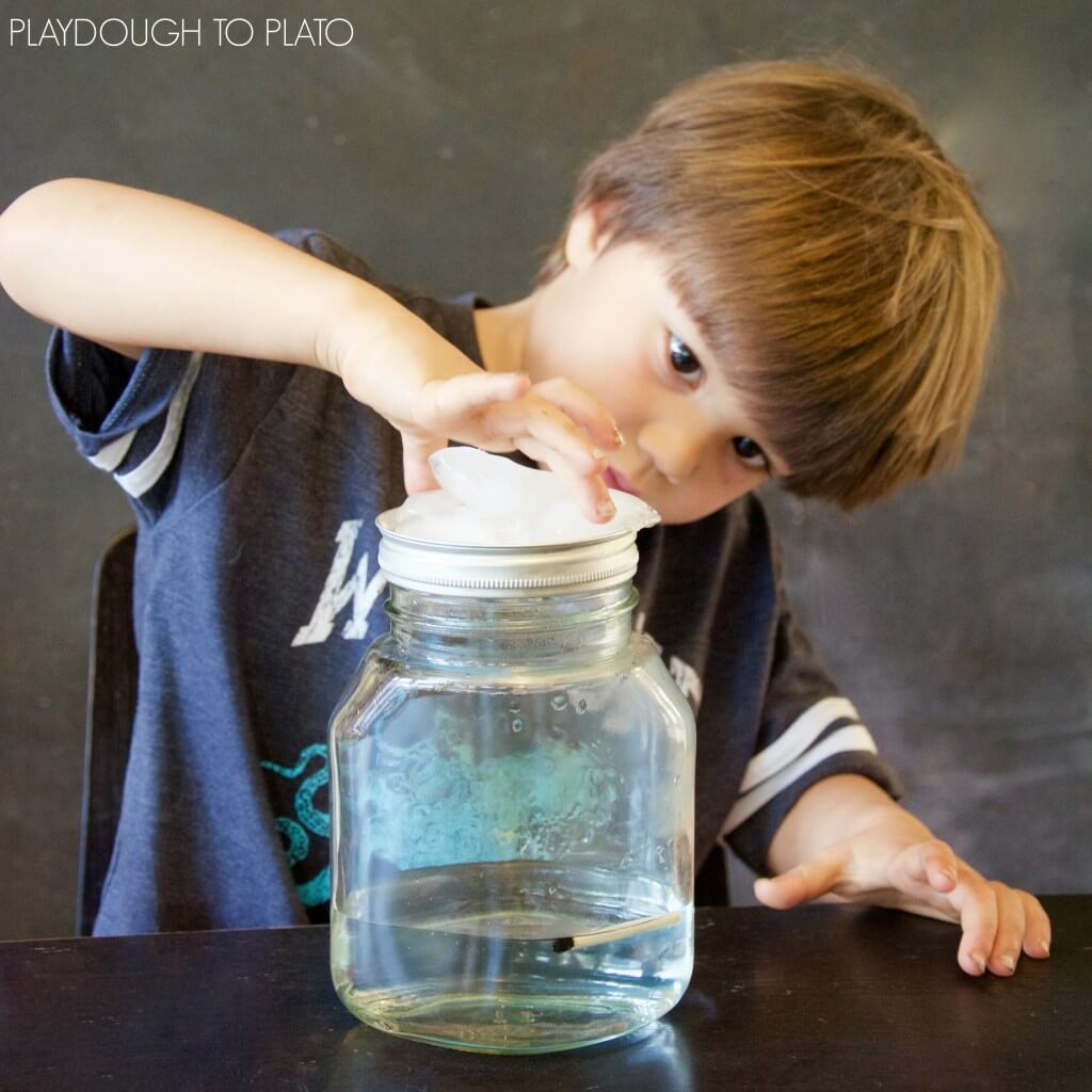 Make a cloud in a jar! What an awesome science experiment for kids.