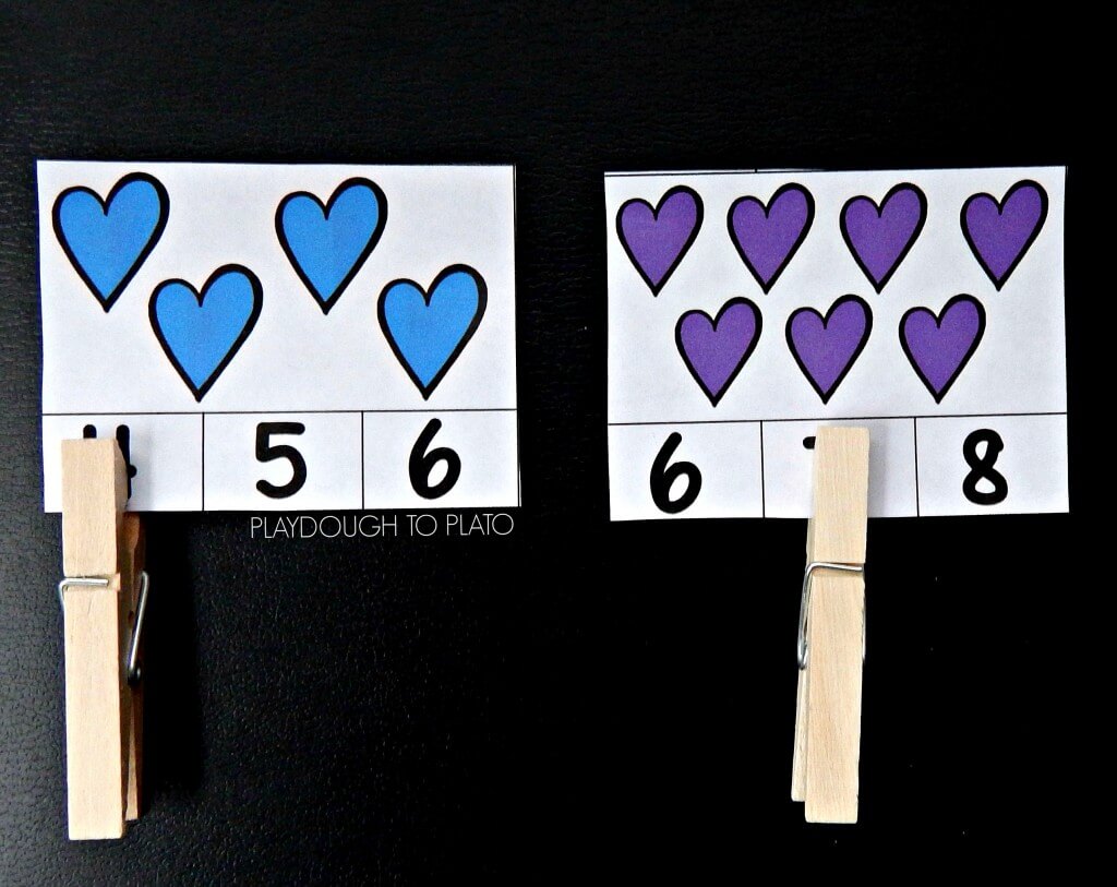 Valentine Counting Cards Numbers