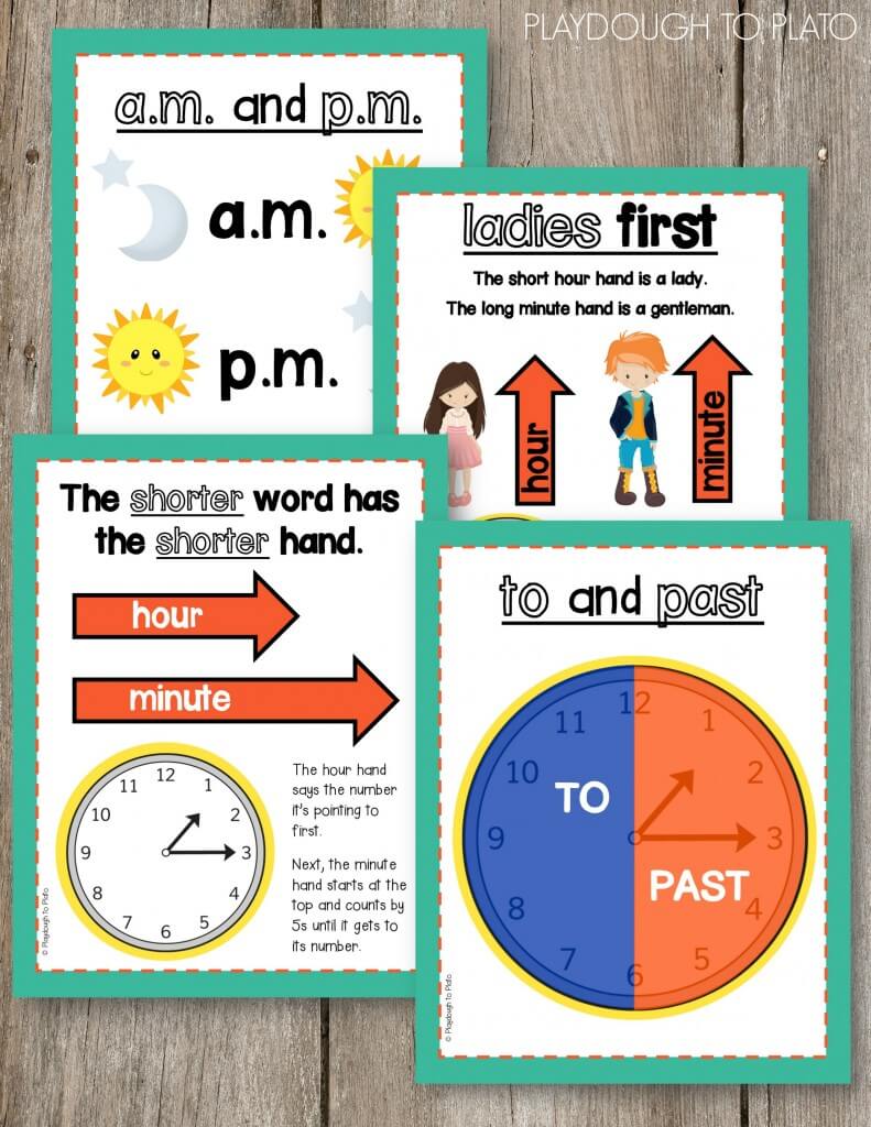 Awesome telling time posters! Helpful anchor charts for kids!