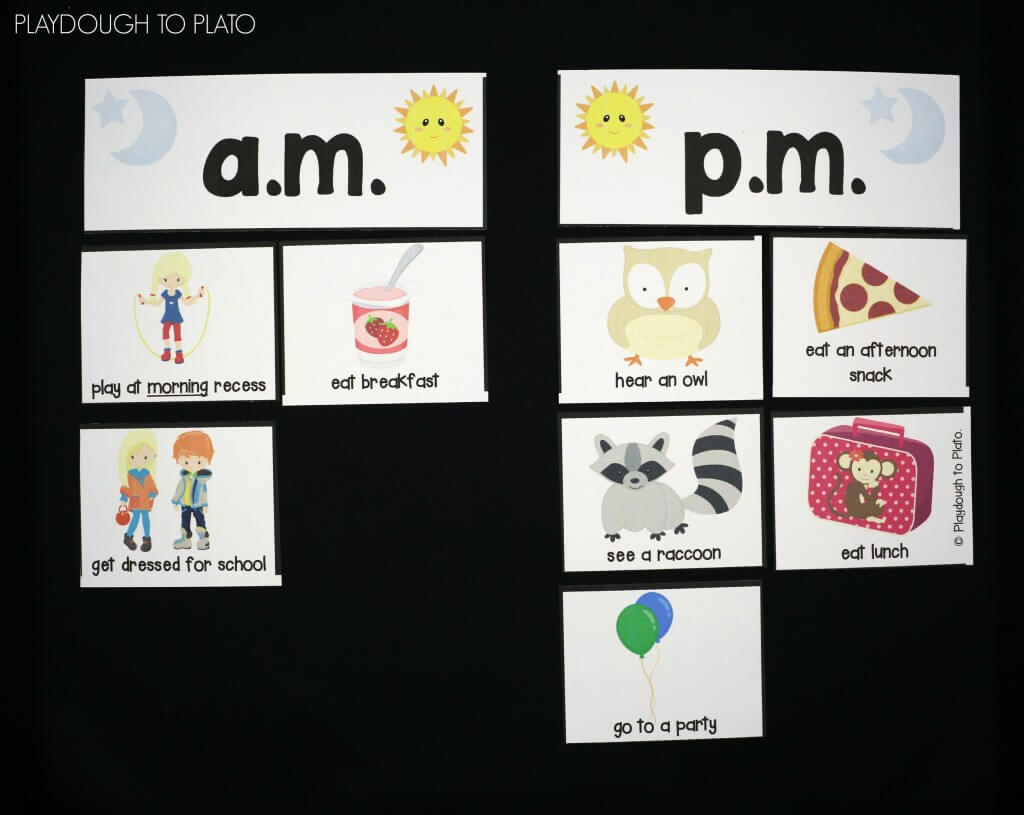 I love this hands-on telling time sort! What a great way to teach kids am and pm.