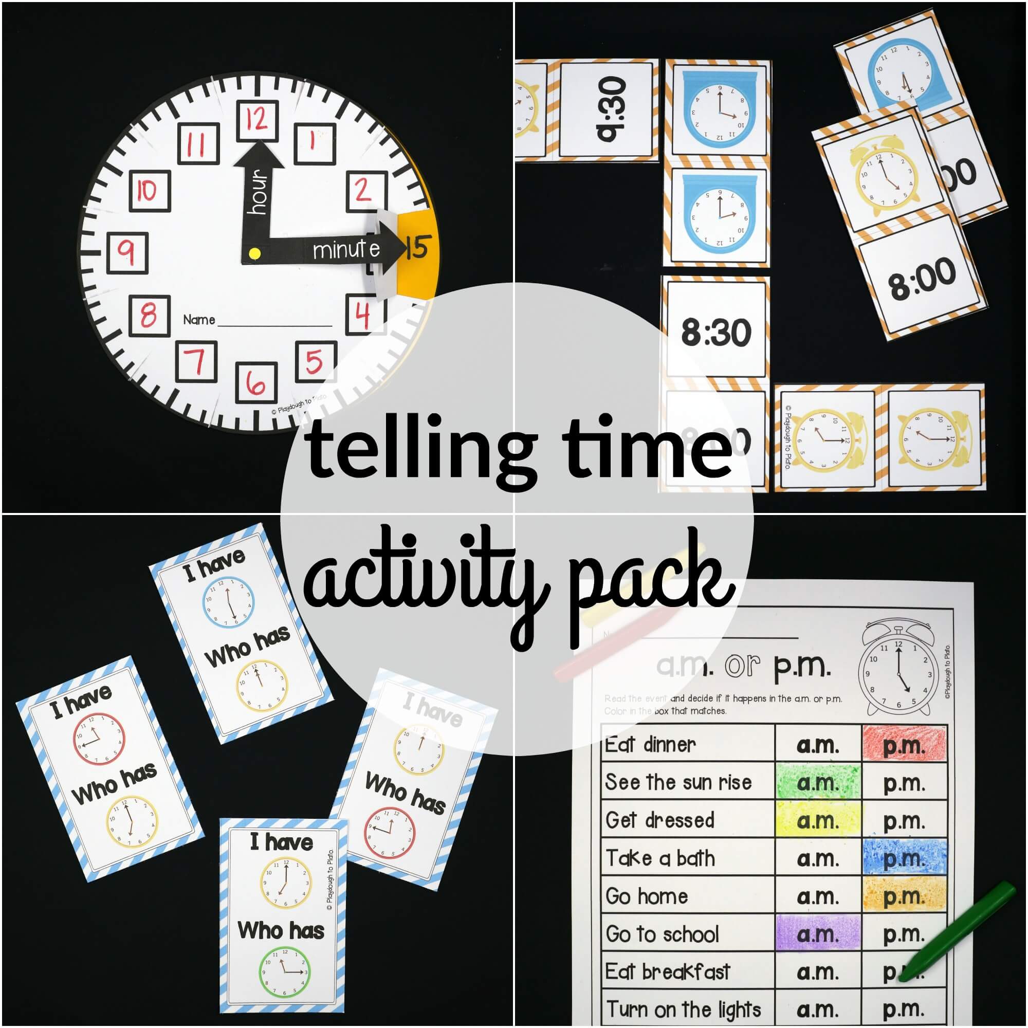 Telling Time Activity Pack - Playdough To Plato