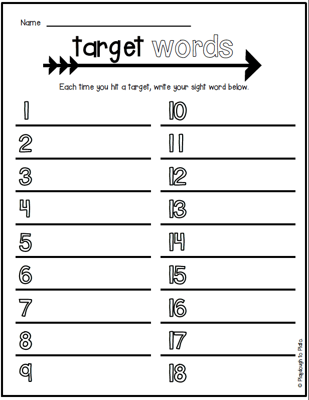 Sight Word Target Practice. Such a fun sight word game! My boys will love it.