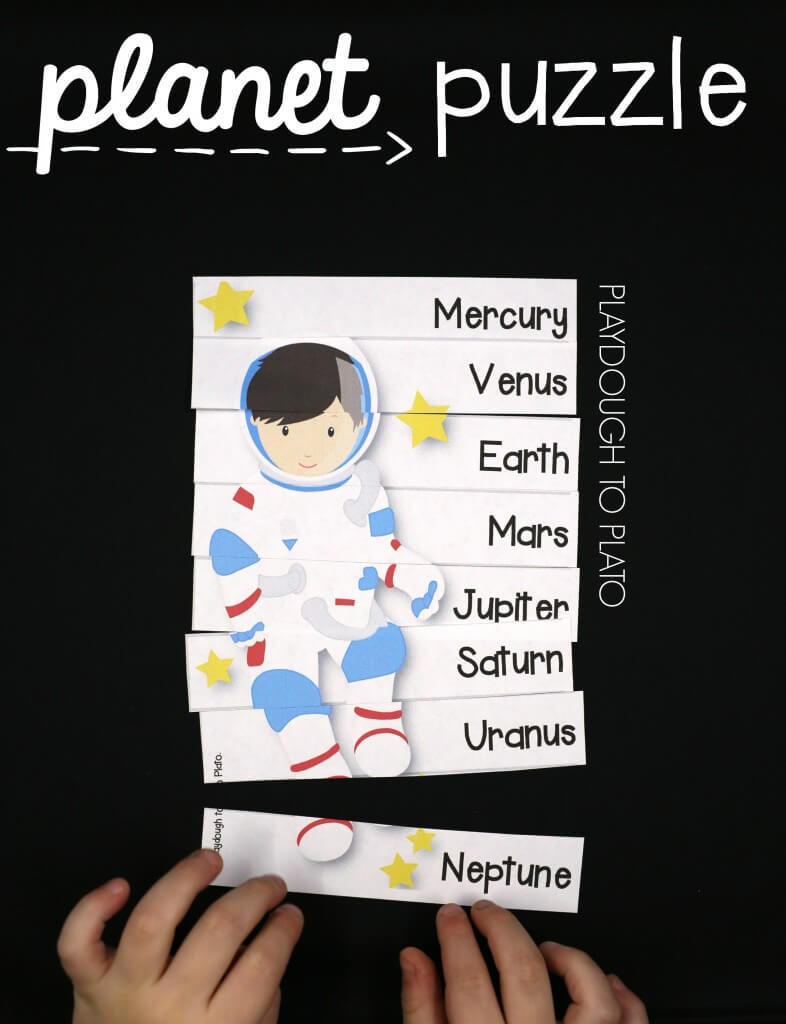 Learn the order of the planets in our solar system with a fun puzzle. Awesome space activity for young astronauts!
