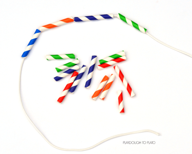 This paper straw necklace craft is a fun activity for kids that works on threading, cutting, and hand eye coordination.