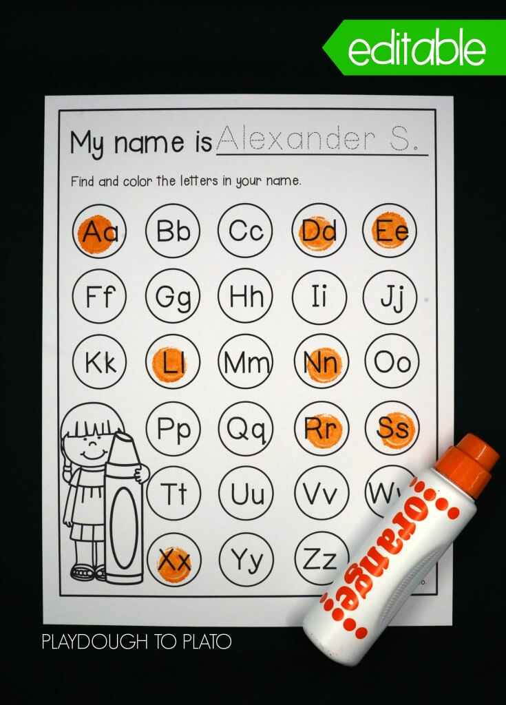 Editable letters in your name dot sheet!