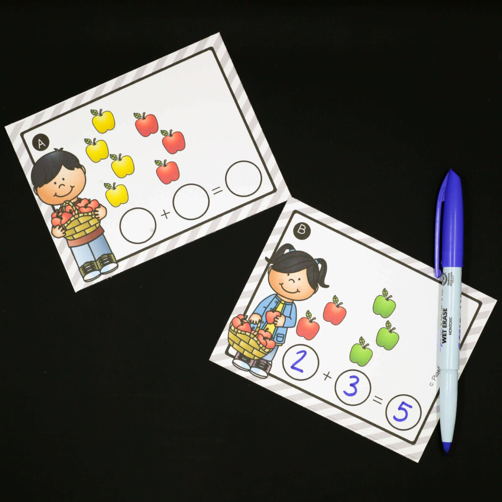 Apple Addition Cards Playdough To Plato