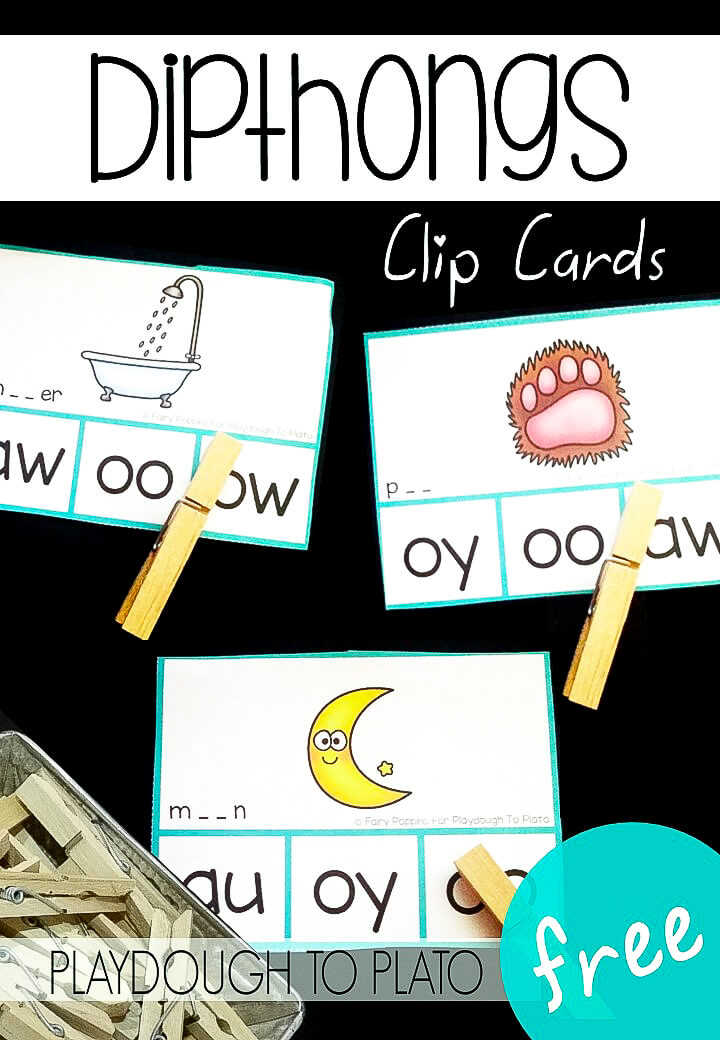 Free Dipthong Clip Cards Playdough To Plato