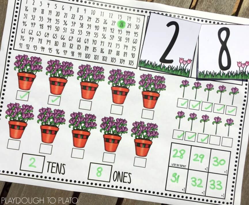 These flowers and pot plants are a great visual for reinforcing place value in numbers up to 100. Free!!