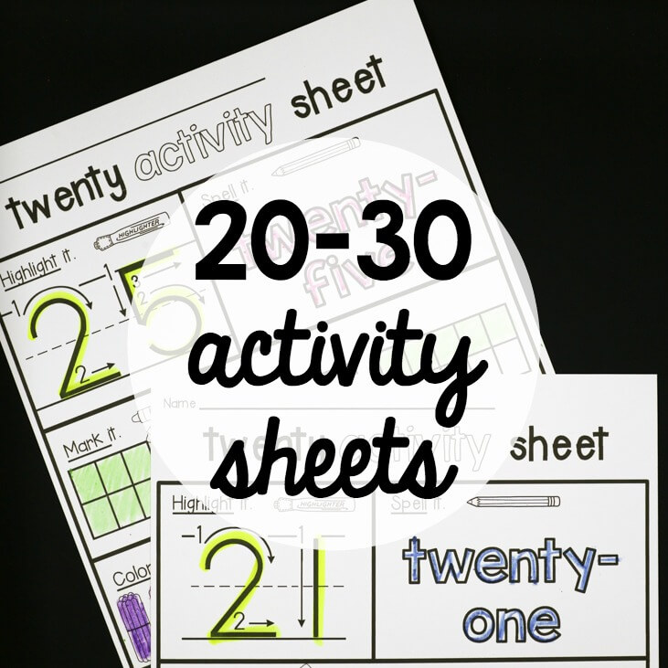 Numbers 20-30 Activity Sheets