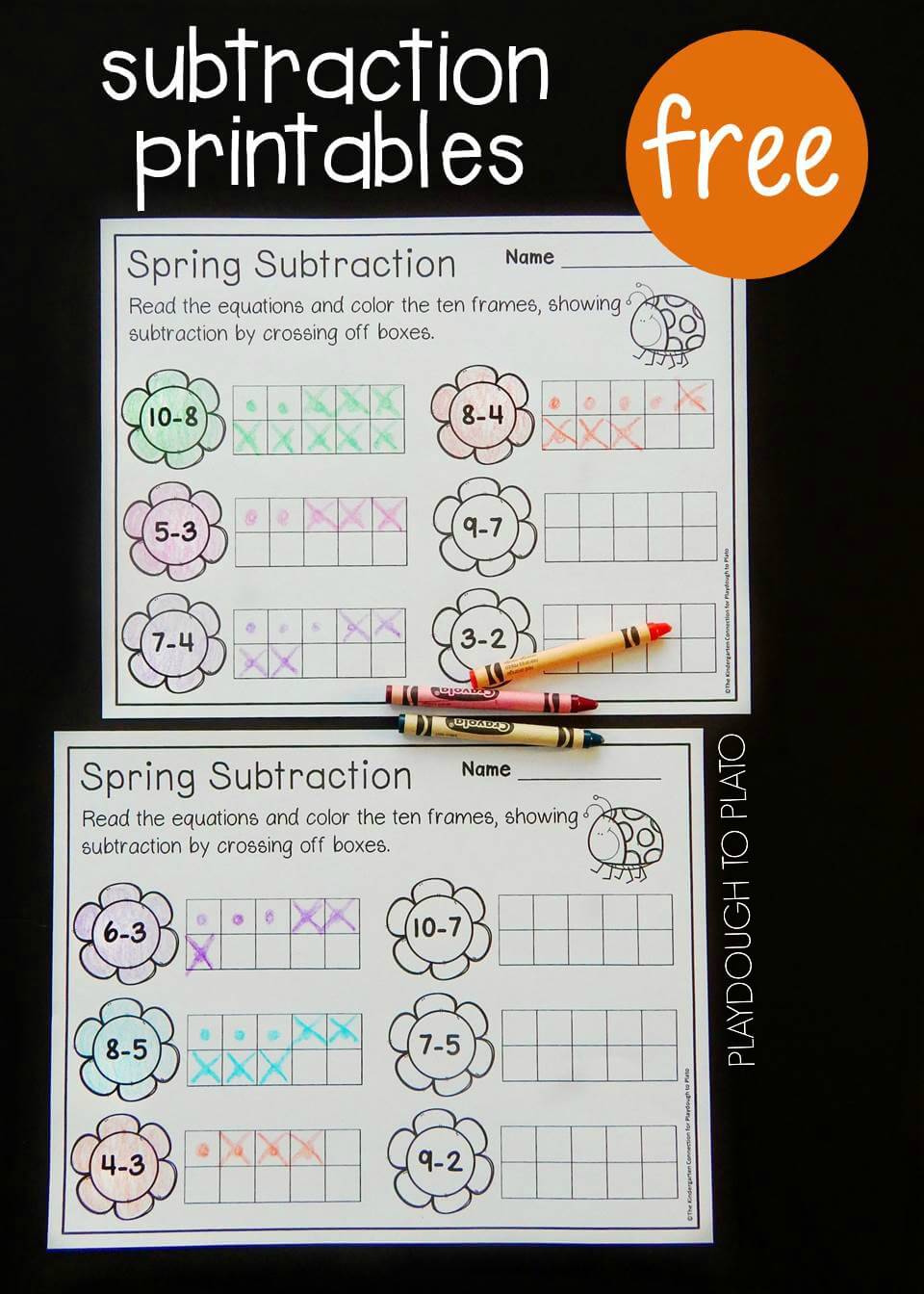 Spring Ten Frame Subtraction Playdough To Plato