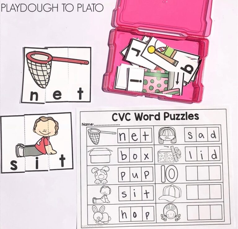CVC Word Puzzles - Playdough To Plato