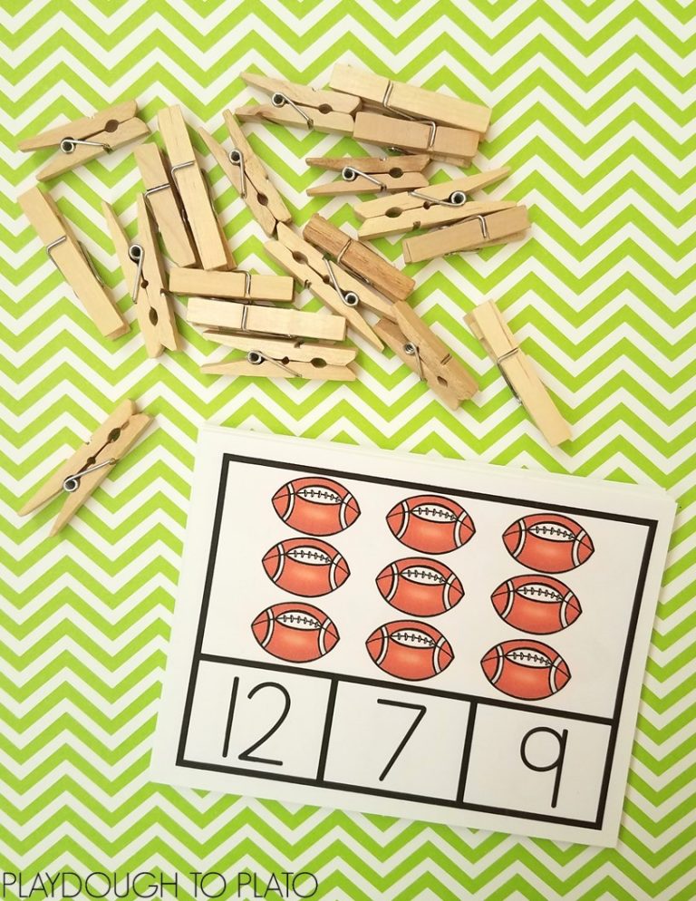 Football Counting Clip Cards - Playdough To Plato