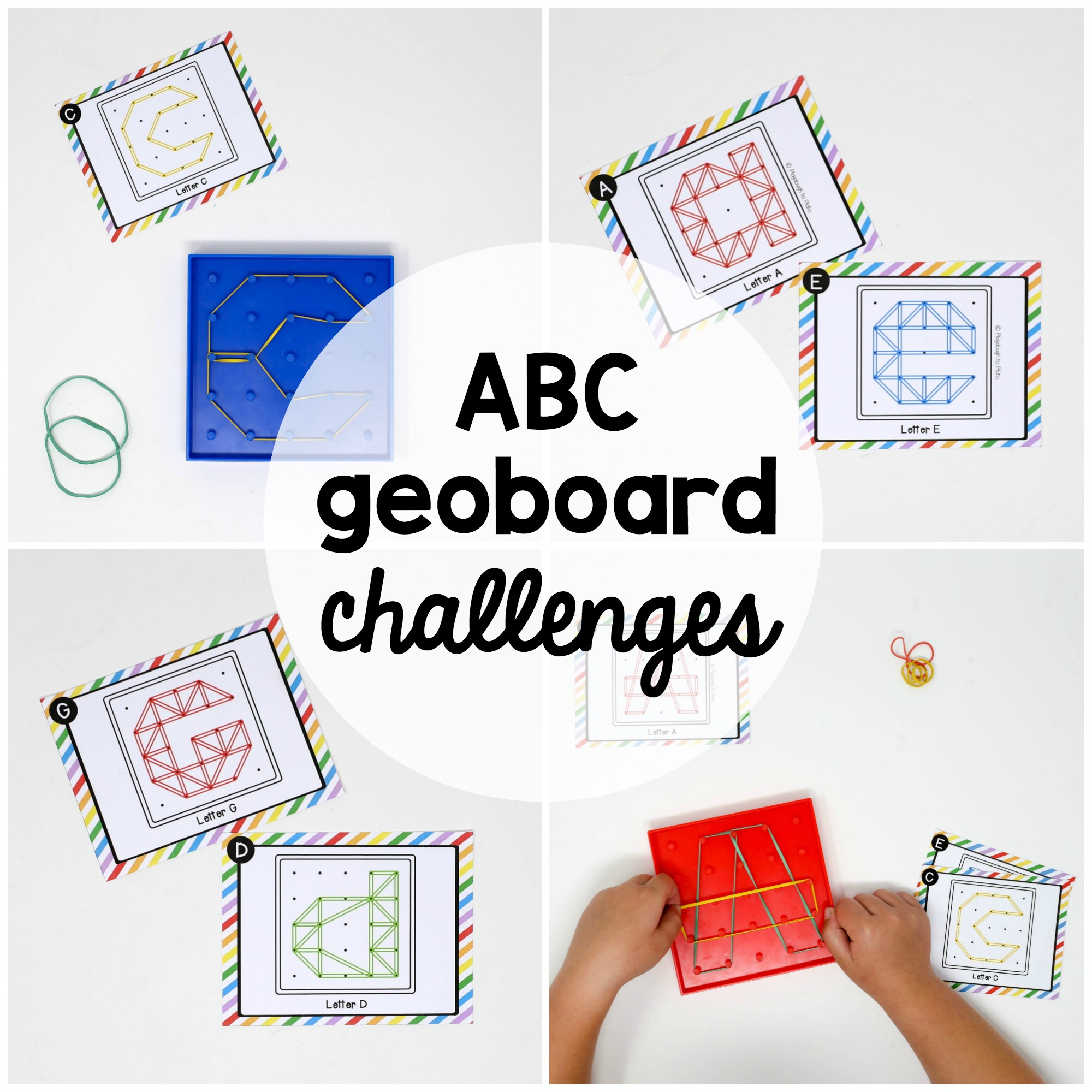 Alphabet Geoboard Challenges - Playdough To Plato