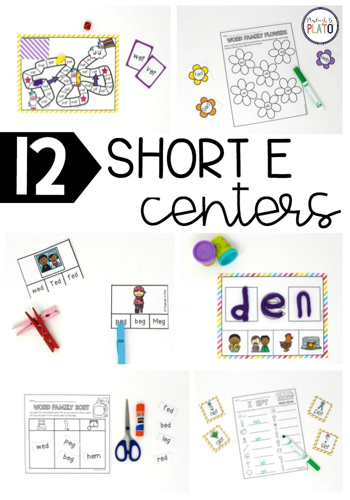 12 engaging Short E centers by Playdough to Plato!