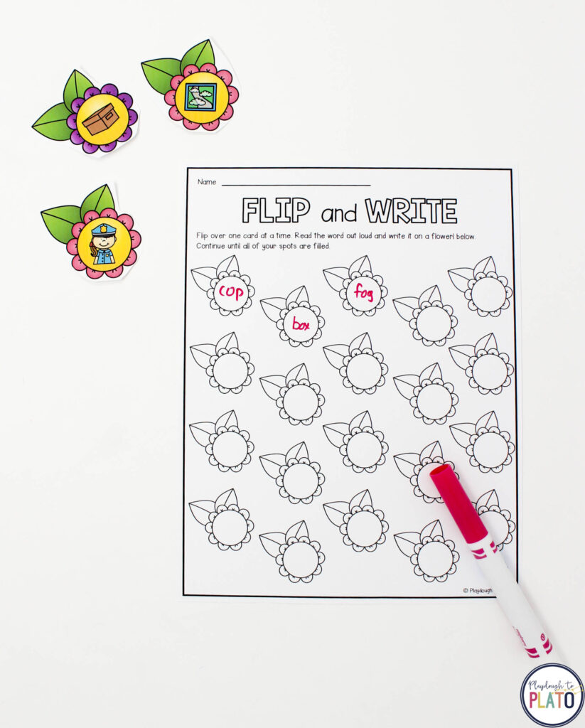 Or play flip and write with this colorful flower sort. 