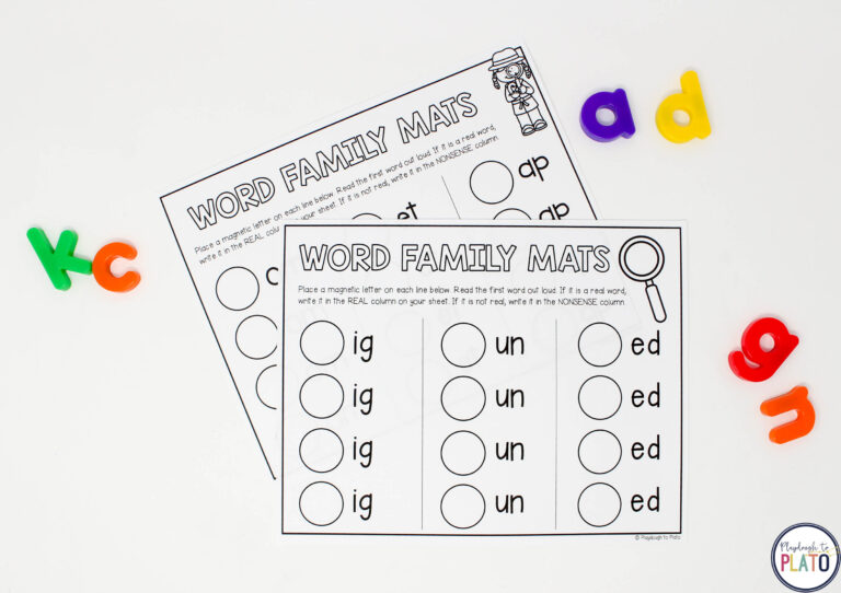 Short Vowel Word Family Centers - Playdough To Plato