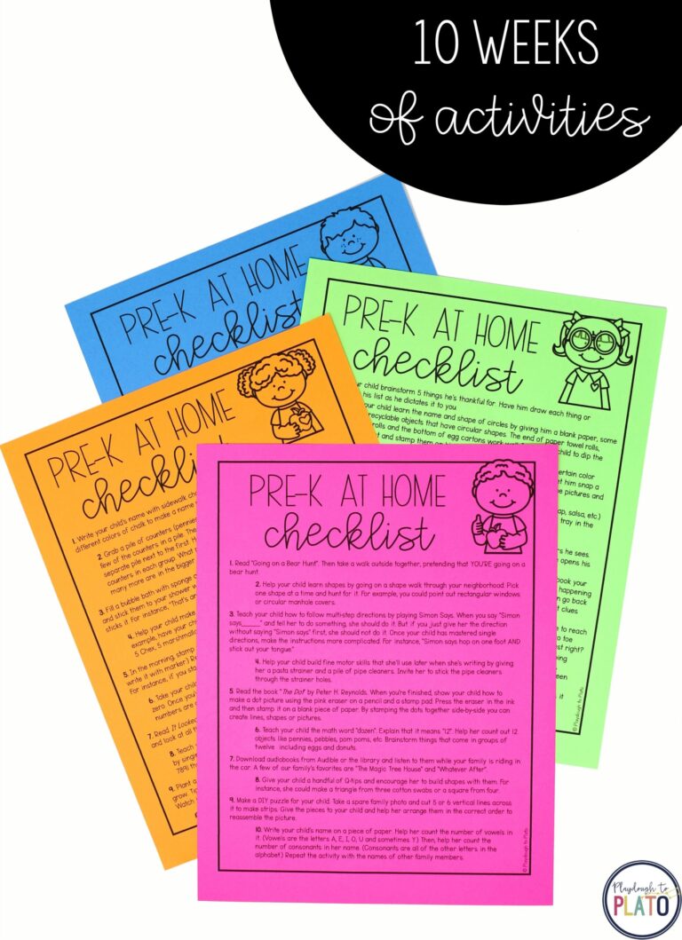 Pre-K Distance Learning Checklists