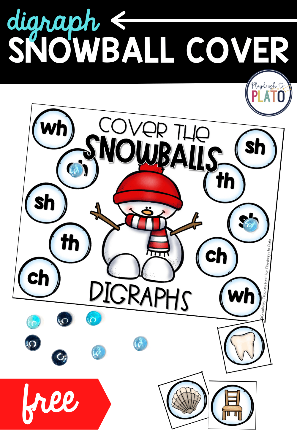 Digraph Game - Snowball Cover - Playdough To Plato