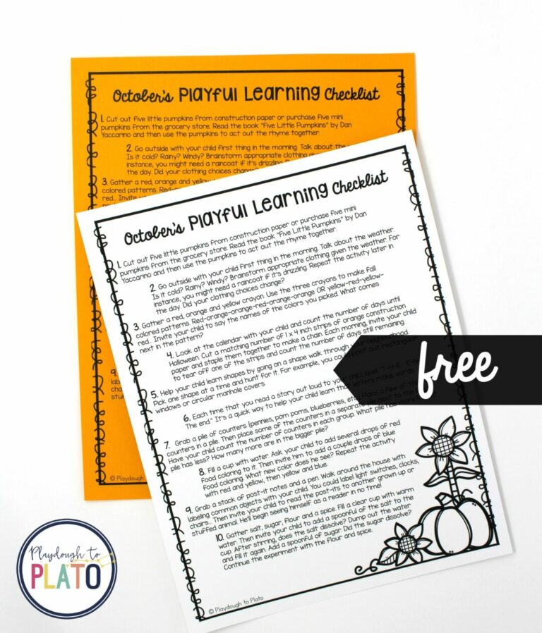 October’s Playful Learning Checklist