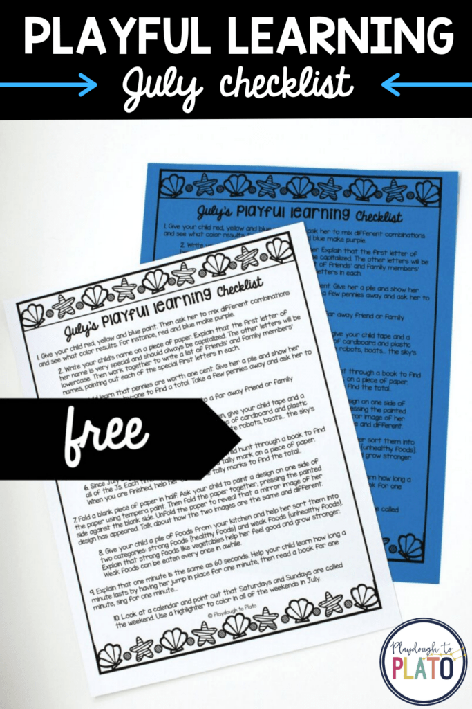 July’s Playful Learning Checklist