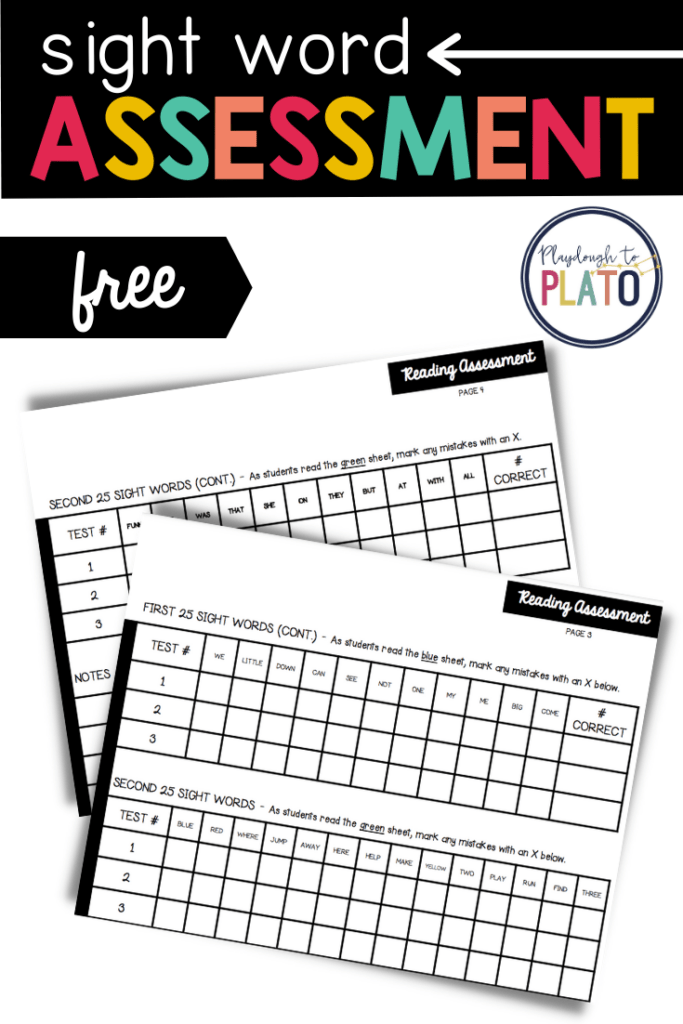 Free sight word assessment