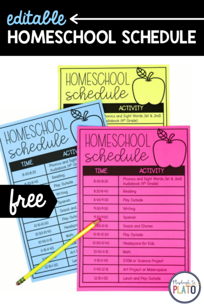 Editable Homeschool Schedule - Playdough To Plato