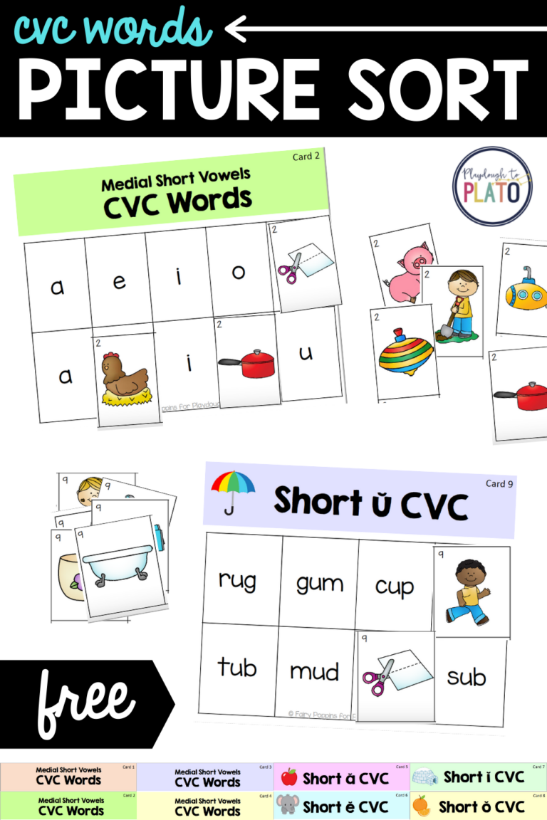 Free CVC Words Picture Sort